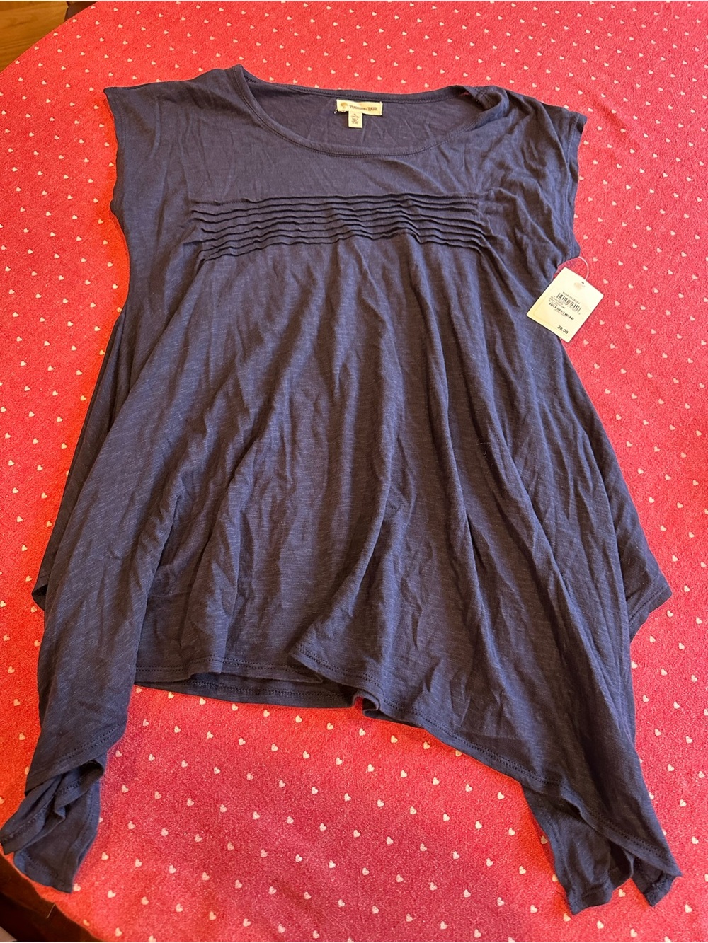 New! Girls Tucker + Tate Navy Pintuck Short Sleeve Tee size xl 14/16